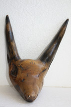 Antique Natural Wood Polished Fox Head Shaped Primitive Wooden Art Rare 10&quot; - £62.32 GBP