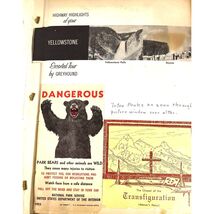 1957 Greyhound Bus Travel Scrapbook: Yellowstone, Montana Photos &amp; Postc... - $46.55