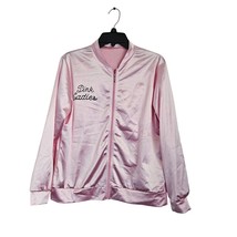 Pink Ladies Grease  Satin Zip Up Jacket  Halloween Costume Womens Medium - £17.61 GBP
