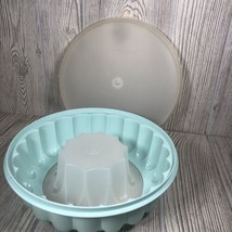 VINTAGE TUPPERWARE JELL~N~SERVE JELLO BUNDT MOLD SET #1202-6 AQUA BLUE  - £8.52 GBP