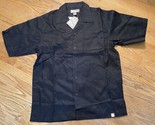 100% Linen Shirt Mens L Black NWT Short Sleeve Button PJ Mark Y2K Relaxe... - $22.50