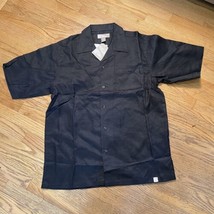 100% Linen Shirt Mens L Black NWT Short Sleeve Button PJ Mark Y2K Relaxe... - £17.62 GBP