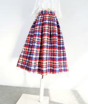 Winter Plaid Pleated Skirt Outfit Women Woolen Plus Size Pleated Skirt image 12