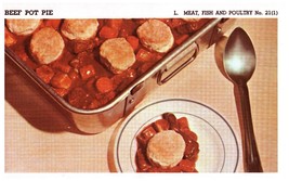 Vintage 1950 Beef Pot Pie Print Cover 5x8 Crafts Food Decor - £7.81 GBP