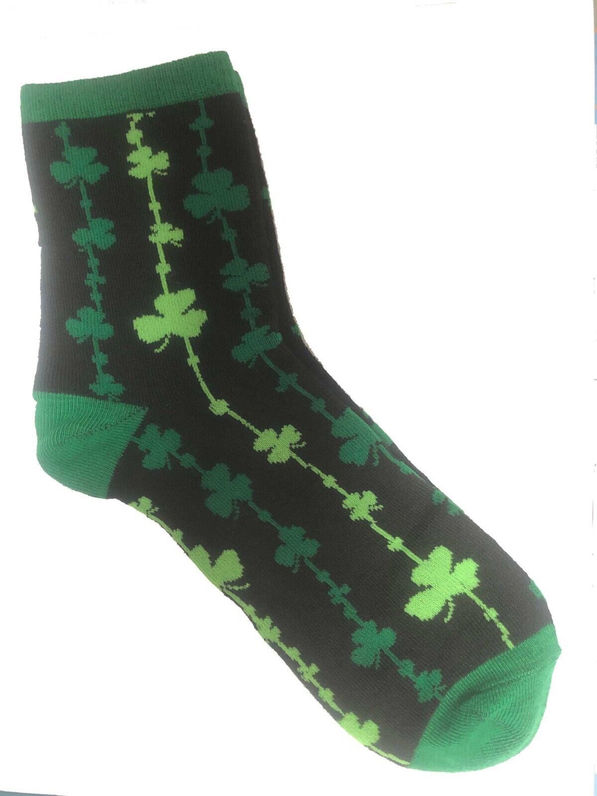 Black Green SHAMROCK SOCKS St Patrick/Patty/Paddy Novelty Irish Clover S... - $2.82