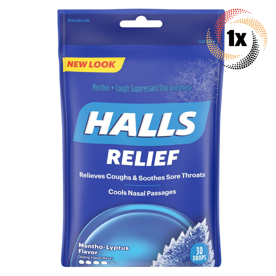1x Bag HALLS Relief Menthol Flavor Soothing Oral Cough Drops | 30 Drops ... - $10.88