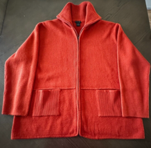 Tally Ho Women’s Plus Size 2XL Orange Acrylic Zip Up Sweater Jacket with... - $16.39