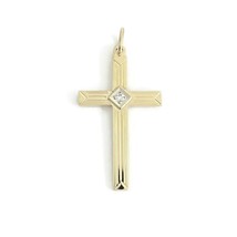 Vintage Diamond Cross Necklace Pendant 14K Yellow Gold, 1.80 Grams - £195.78 GBP