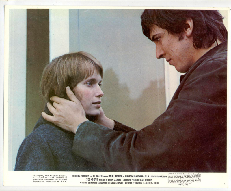 Primary image for Mia Farrow Norman Eshley in "See No Evil" (1971) Original 8x10 Color Movie Still