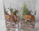 4 Libbey Wildlife 12oz Highball Bar Glasses Whitetail Deer Buck Pheasant... - $28.96