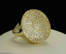 3CT Redondo Imitación Diamante Hombres Racimo Alianza 14k Oro Amarillo Chapado - £166.98 GBP