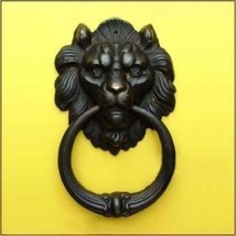 Exquisite Tibetan Copper Bronze Cast Fierce Lion Head Decorative Door Kn... - $126.95