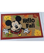 Mickey Mouse “Hello Fall” Rug Autumn Accent Mat 20&quot;x32&quot; Leaves Decoratio... - £13.61 GBP