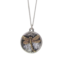 Rustic Dragonfly Pendant Necklace Stainless Steel and Copper - £9.80 GBP