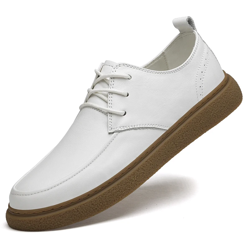 Spring Men&#39;s Leather Shoes Designer Sneakers Fashion White Sneakers Casu... - £73.96 GBP