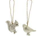 Silver Bird and Squirrel Christmas Ornaments by Silver Tree - $12.49