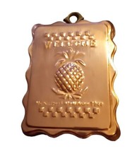 Vtg Cooks Bazaar Copper Pineapple Mold Wall Hanging My Kitchen Welcome Thee 9&quot; - £14.67 GBP