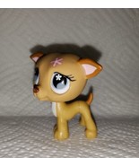 Littlest Pet Shop #498 Tan Greyhound Dog  Pink Flowe - £7.86 GBP