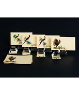 Pyramid Cut Place Card Holders Set 8 with Bird Feather Calling Cards, Vi... - £63.94 GBP