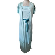 Vintage Light Blue Dress and Short Sleeve Duster Set Size Small  - $44.55