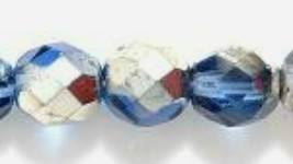 8mm Czech Fire Polish, Bermuda Blue over Sapphire, Glass Beads (25) - $2.25