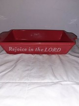 Rejoice in the Lord Double Handled Red Stoneware Casserole Baking Dish 1... - $17.99