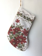 Tapestry Poinsettia Christmas Stocking Old Time Pottery 19 In Large Holi... - $15.90