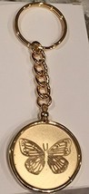 Butterfly Serenity Prayer Medallion Keychain Chip Holder Gold Plated - £9.32 GBP