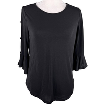 Green Envelope Top Black Small Bell Sleeves Cut Outs New - £22.67 GBP