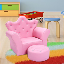 Pink Kids Sofa Armrest Chair Couch w/Ottoman for Children Toddler Christmas Gift - £100.64 GBP