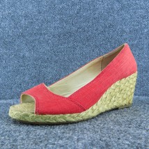 Lucky Brand  Women Peep Toe Heel Shoes Red Fabric Size 5.5 Medium - $24.75
