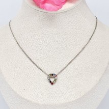 MARSALA 925 Sterling Silver - Multi Color Crystal Heart Pendant Chain Ne... - $29.95