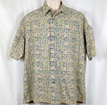 Cooke Street Honolulu Green &amp; Blue Tapa Print Hawaiian Aloha Shirt Size ... - £19.40 GBP