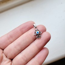 New Handmade 925 Sterling Silver Dainty Hamsa Blue Triplet Opal Charm - $24.99