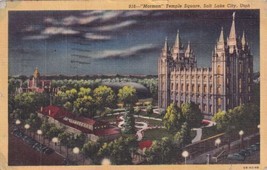 Salt Lake City Utah UT 1945 Mormon Temple Square Postcard C21 - £2.35 GBP