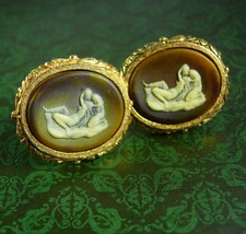 Erotic Female Cuff links lovers Vintage Cufflinks Nude goddess Incolay Masterpie - £99.90 GBP