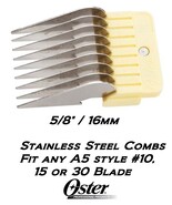 OSTER STAINLESS STEEL GUIDE 5/8&quot; COMB*Fit A5 GOLDEN,TURBO,VOLT,PRO3000i,... - $314.45 MXN