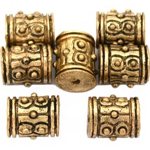 Bali Barrel Antique Gold Plated Beads 9mm 16 Grams 7Pcs Approx. - £5.46 GBP