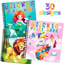 3PCS Sticker Paint Books for Kids Ages 4 10 Unicorn Mermaid Animals Designs Pain - £30.09 GBP