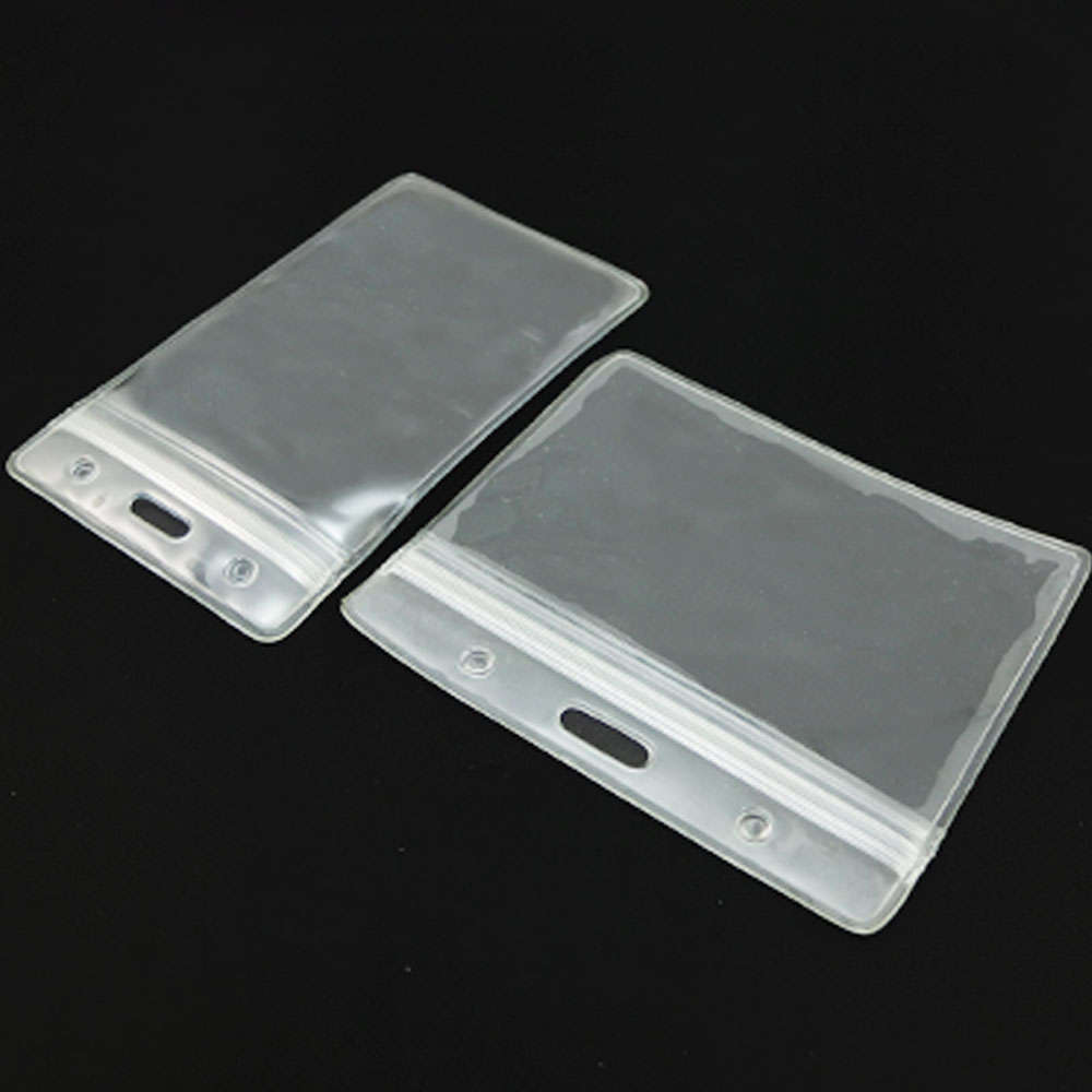 10 pcs ID Card Holder Plastic Card badge ZIP Waterproof Horizontal Vertical
