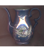 Vintage Florida Souvenir Irridescent Blue Slip Decorated Dragon Teapot - $475.17 MXN