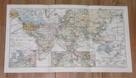 1912 ANTIQUE MAP OF THE WORLD TRANSPORTATION SHIP ROUTES AMERICA EUROPE ... - £20.21 GBP