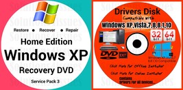 Windows Xp Home 32 bit &amp; &amp; Driver Combo Reinstall Boot Restore DVD Disk - £14.96 GBP
