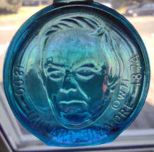 Wheaton Millard Fillmore President Blue Carnival Glass Bottle Retro 1971 Mini 3&quot; - £4.86 GBP