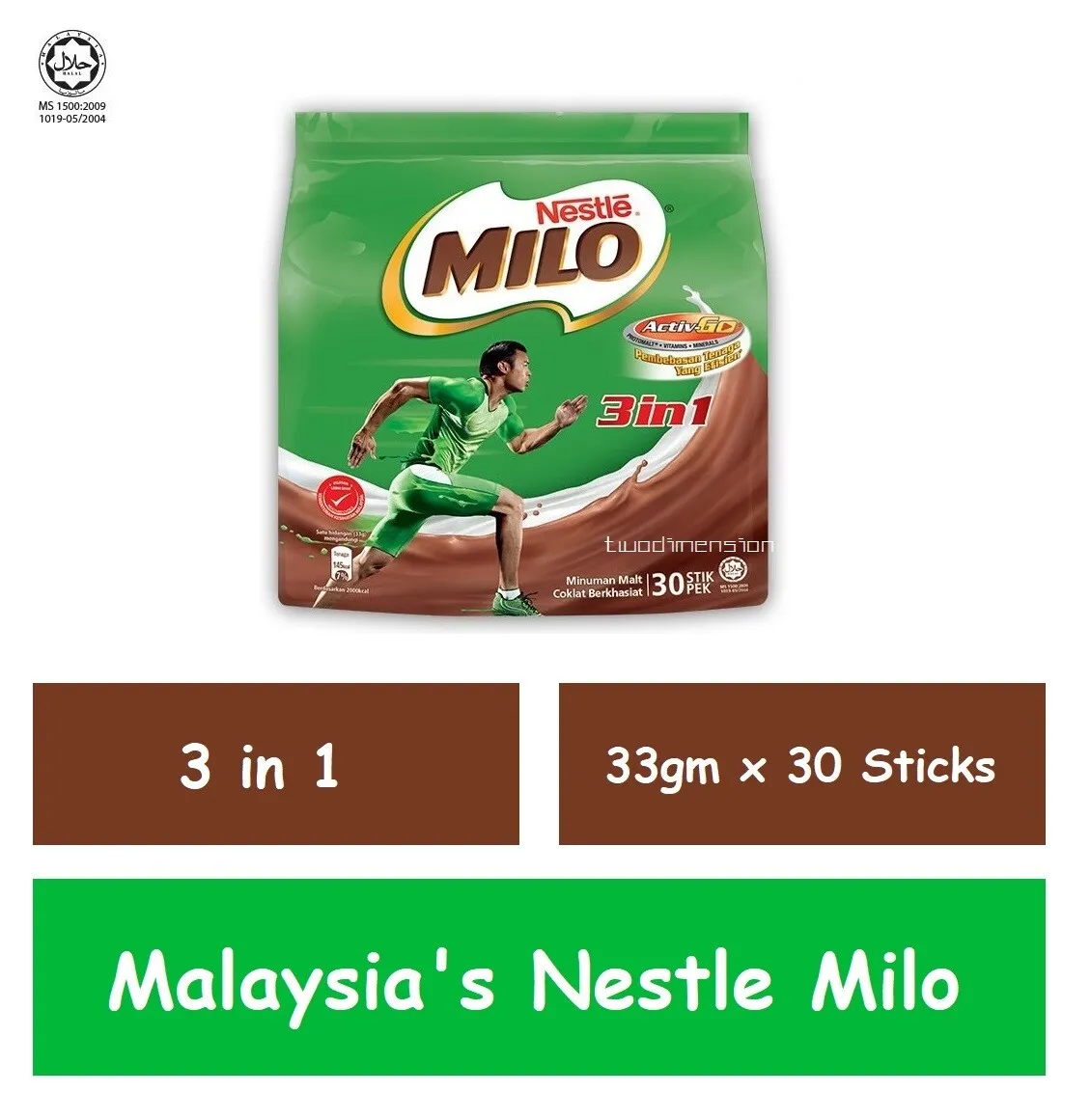 Malaysia's Nestle Milo 3 in 1 Instant Drinks (33gm x 30 Sticks) DHL EXPRESS - $59.80