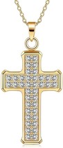 Cross Necklace for Women Girl Men boy,18k Real Gold Plated Stainless Steel (22&quot;) - £12.99 GBP