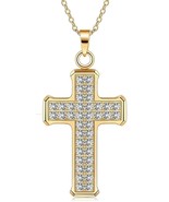 Cross Necklace for Women Girl Men boy,18k Real Gold Plated Stainless Ste... - £12.93 GBP