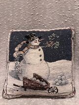 Sandy Gore Evans Snowman Tapestry Throw Pillow Square 17”x16” - $39.60