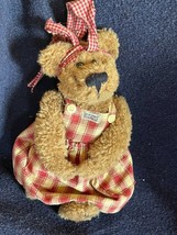 The Boyd’s Collected Brown Teddy Bear w Red Gingham Jumper Dress &amp; Head Scarf - £7.63 GBP