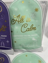 (6) Christmas Winter Face Mask Gift Set ￼ All Is Calm Silent Night Let It Glow - £7.18 GBP